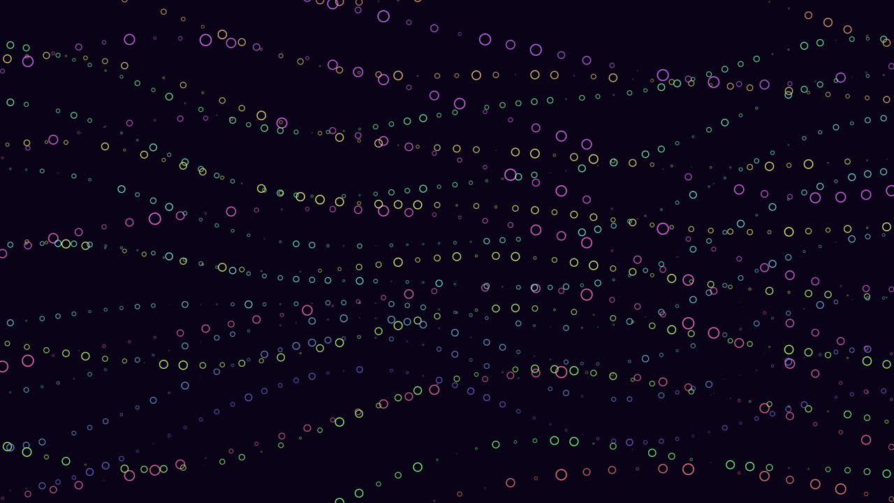 Rainbow rings pattern in rows on dark space