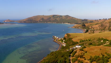 scenic coastal landscape with bay and winding road