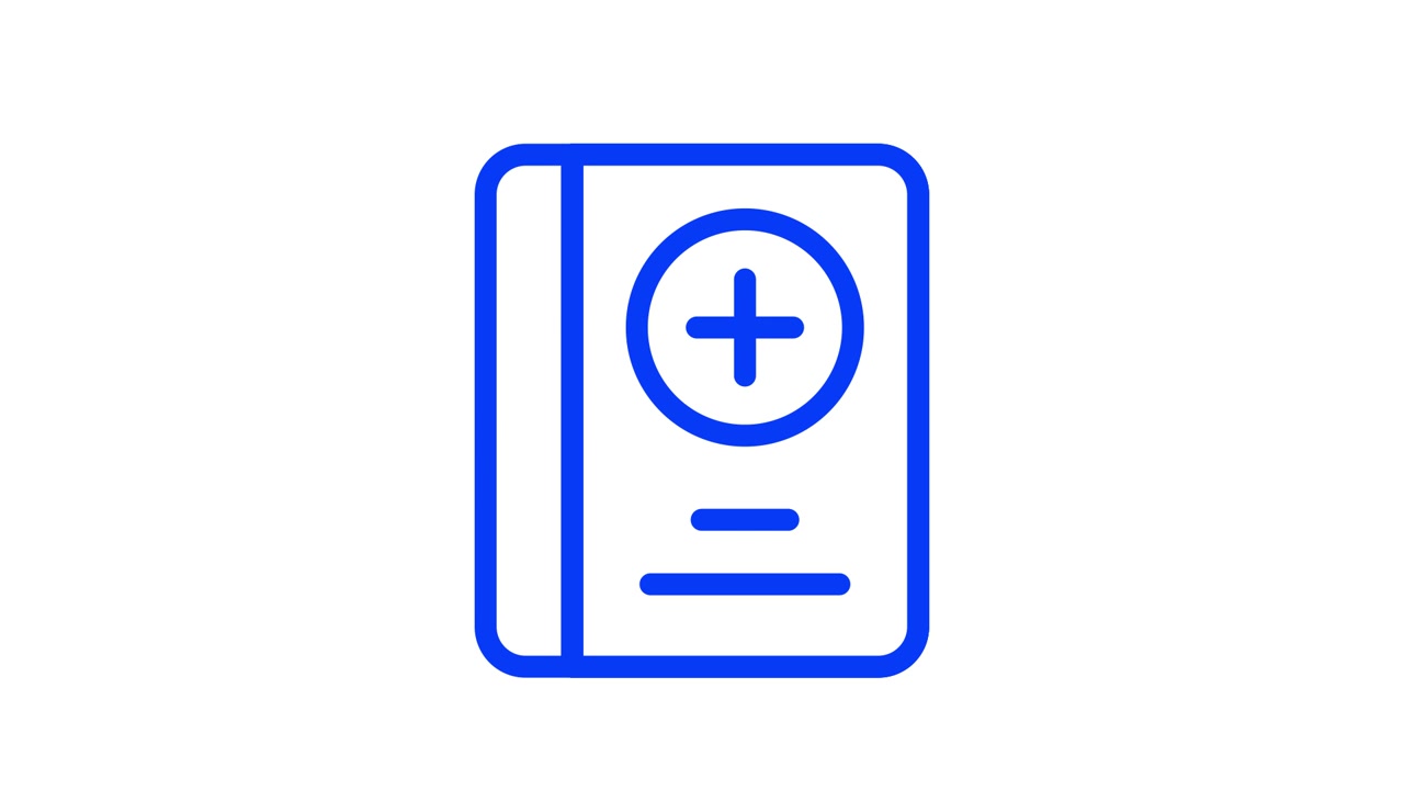 Animated Blue Medical Book Icon with Plus Sign