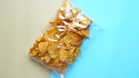 close-up of a bag of nacho chips