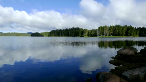 time lapse of a water landscape with reflections in the water