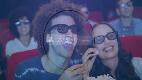 watching movie in 3d glasses, people with 209,285 followers animation over them