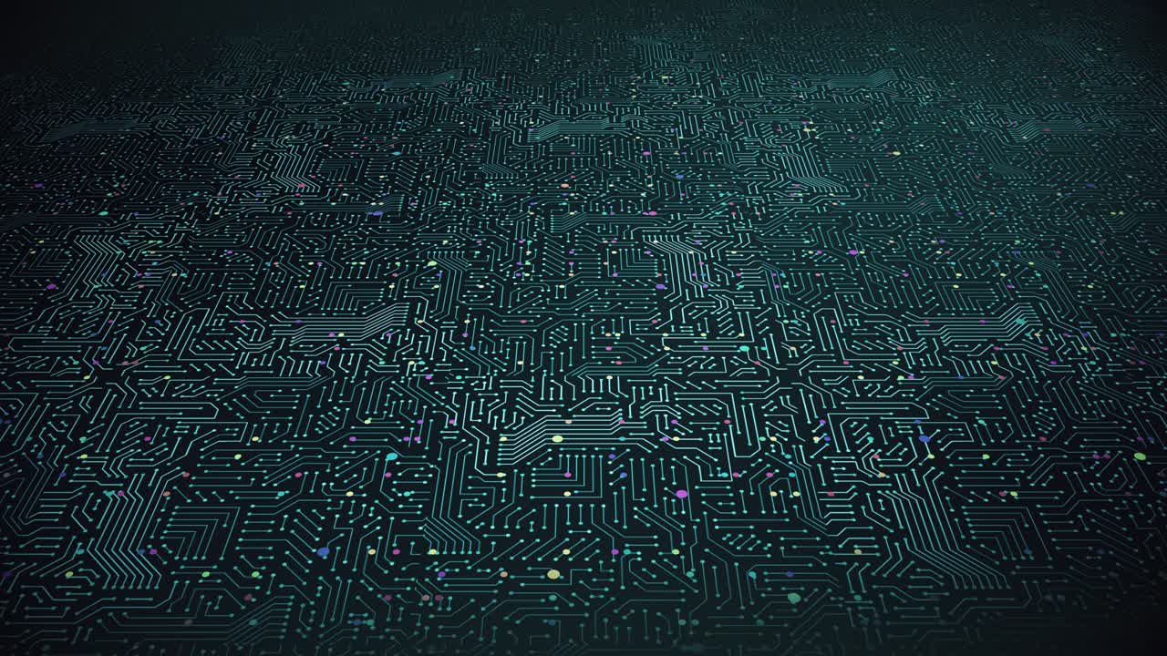 Circuit Board Pattern Close Up. CPU Data Processing. Perfect Loop