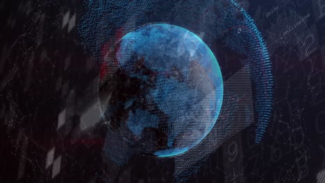 animation of globe and financial data processing over black background