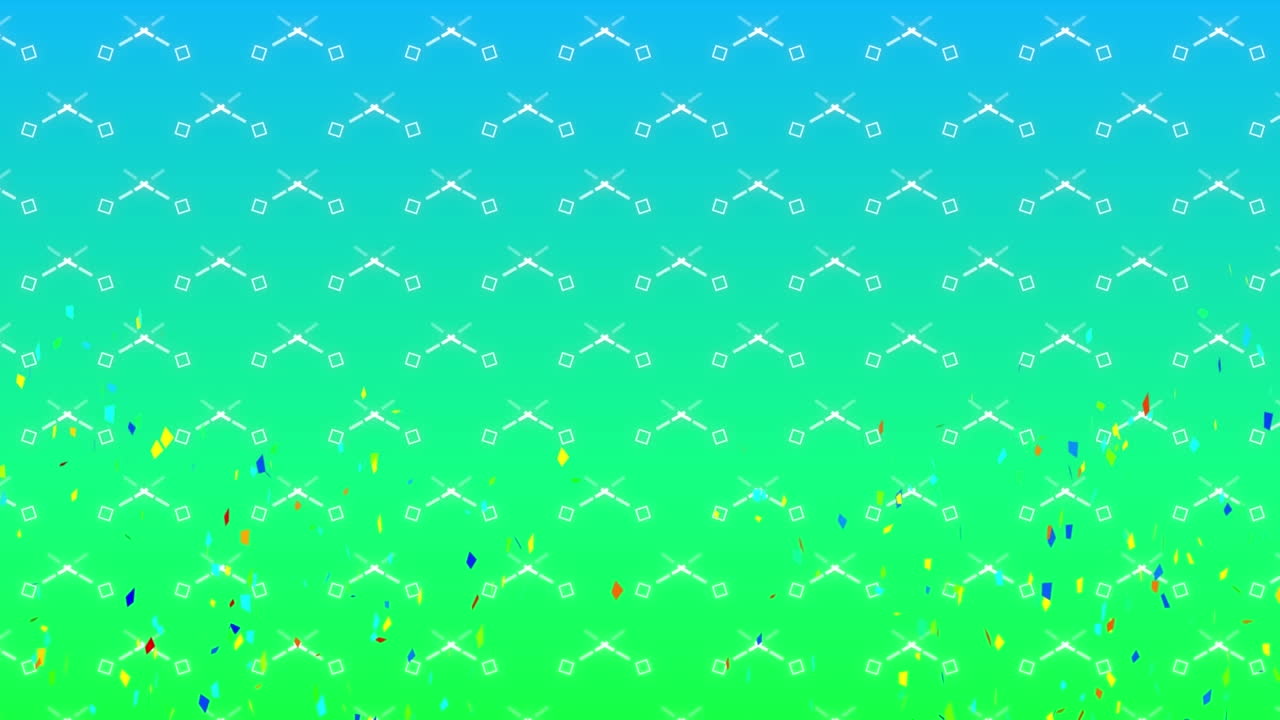 파란색과 초록색 바탕에 사각형과 콘티의 애니메이션
