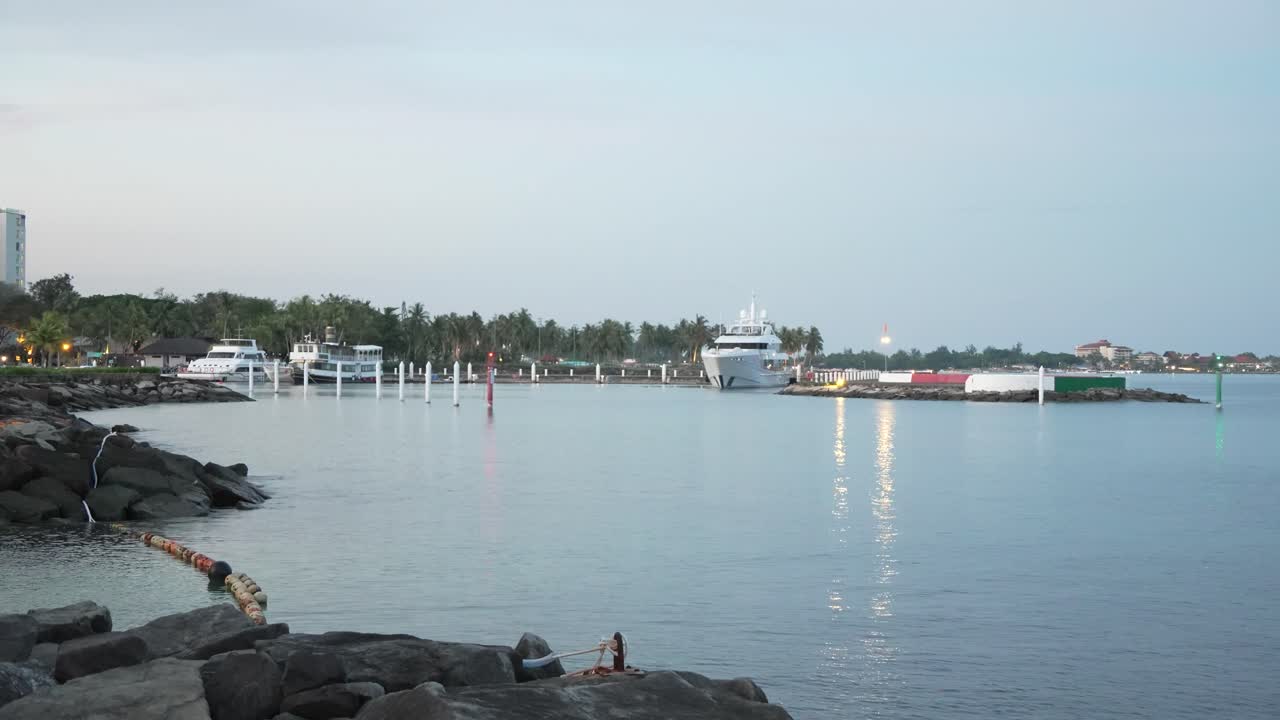wonderfull Early Morning Sunrise At The Magellan Sutera Resort,Sabah ,This Is The Best Spot For Watching Sunset Or Sunrise Reflection Sun Light On The Open Blue Sea Water