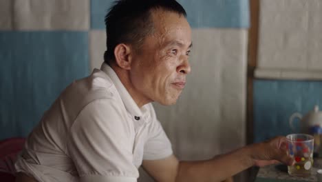 man drinking tea