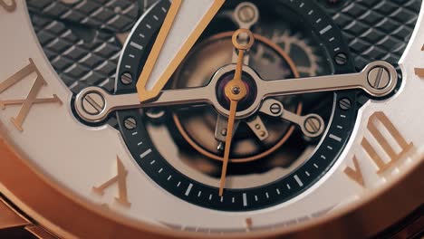 A detailed macro shot of a luxury skeleton watch, showcasing intricate gears and hands, symbolizing time’s precision
