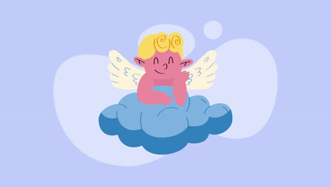 ángel de dibujos animados en una nube