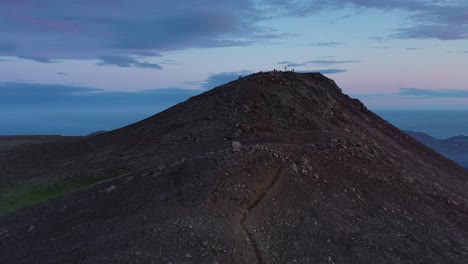 volcanic mountain summit at sunset/sunrise