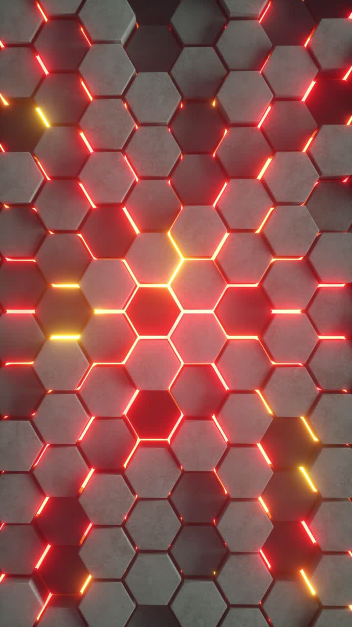 Fundo abstrato hexagonal geométrico. Conceito futurista e de tecnologia. Renderização 3D em loop infinito