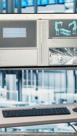 vertical video monitor in smart photovoltaics factory displaying system performance metrics