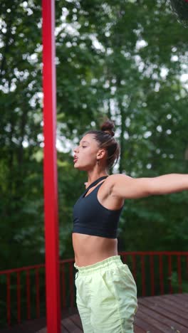 woman exercising outdoors