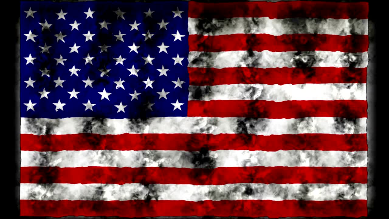 animación de la bandera de los ee.uu. y humo, renderización