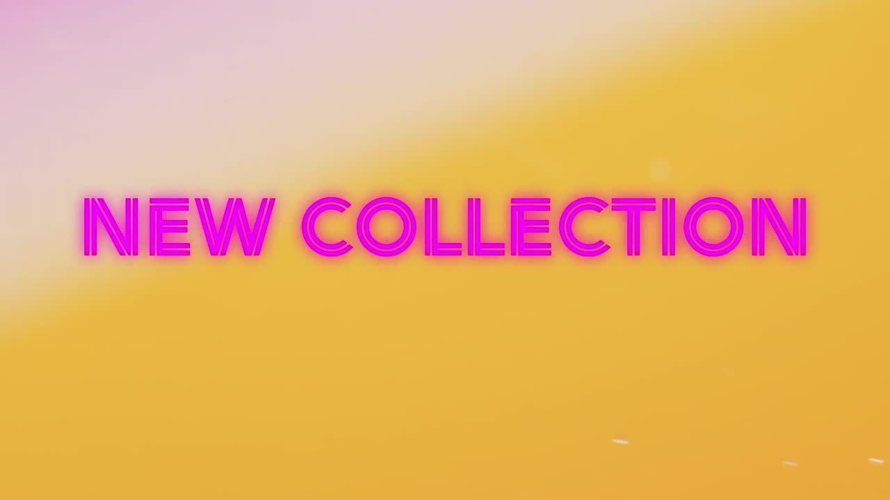 추상적인 액체 패턴 배경 위에 새로운 컬렉션 텍스트의 애니메이션