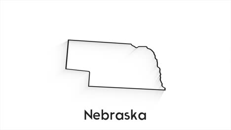 estado de nebraska de los estados unidos de américa. marcador de ubicación de línea animada en el mapa. fácil de usar con el modo de transparencia de pantalla en su video.