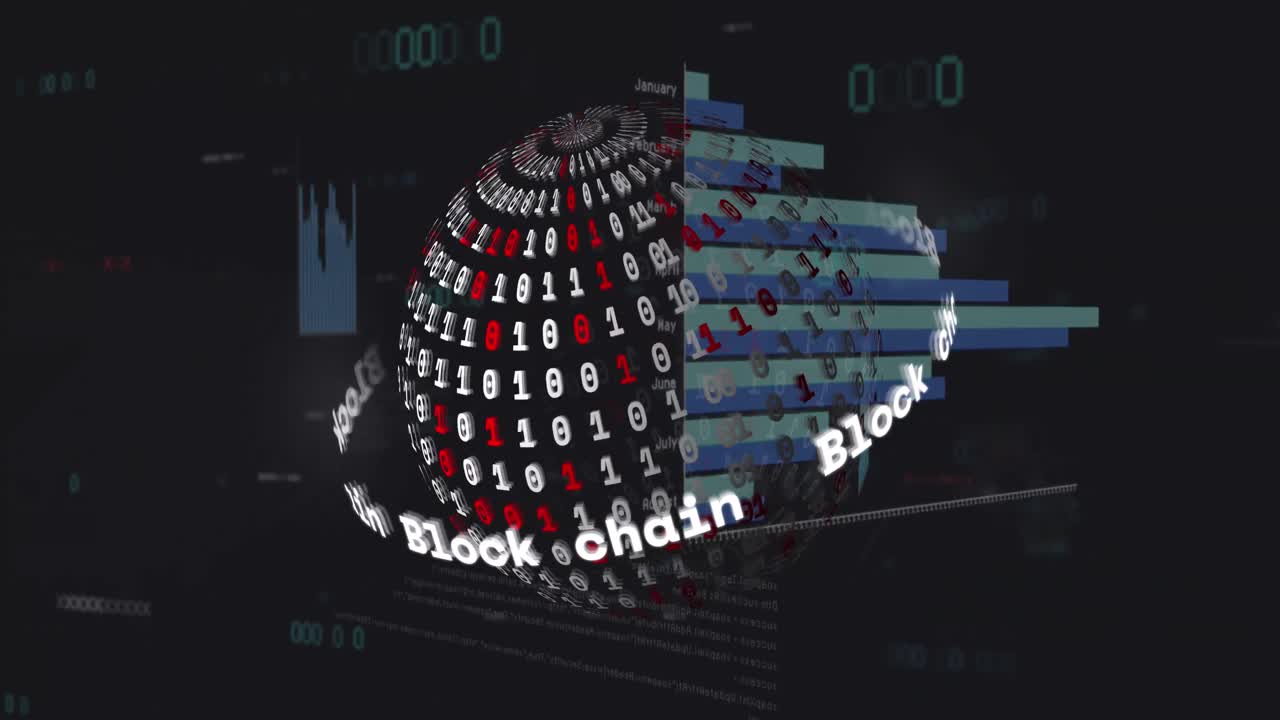 검은 바탕에 전 세계에 대한 데이터 처리의 애니메이션