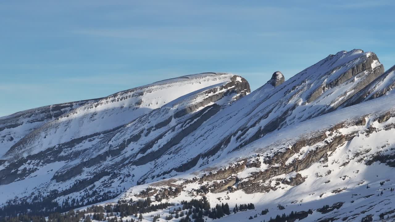 Pristine Churfirsten range in Glarus winter glory - panoramic