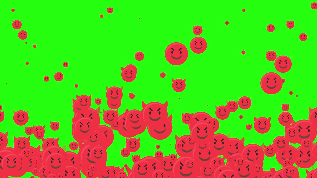Social media devil icon on green screen from bottom to top loop stock video