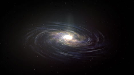 cgi composite of a galaxy rotating in space, with a giant star or sun in the middle