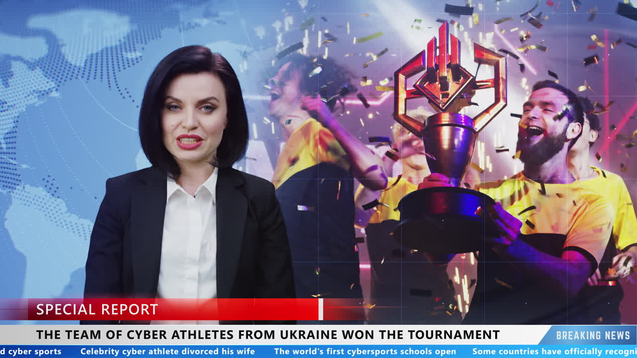 Female News Anchor About Cyber Team Victory