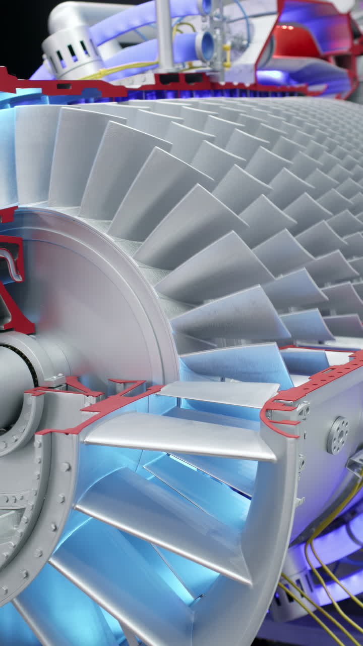 가스 터빈 엔진 부품의 근접 뷰