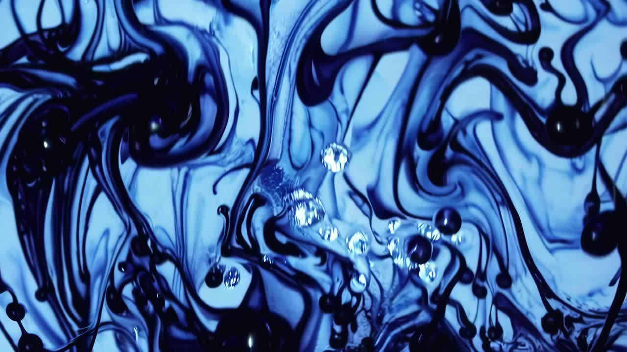Dynamic Blue and Black Ink Mixing in Water