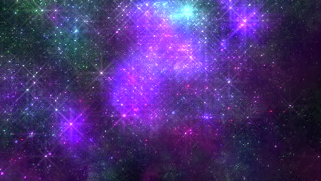 Sinfonía-Cósmica:-Nebulosas-Moradas-Y-Verdes-Bailan-Entre-Estrellas-Brillantes