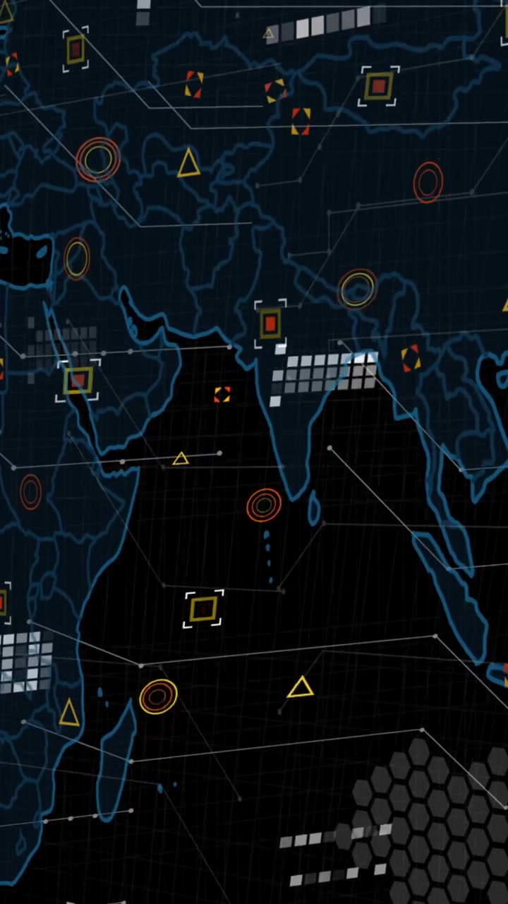 Animation of data processing over black background