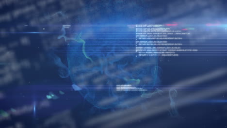 Animation of data processing with globe spinning