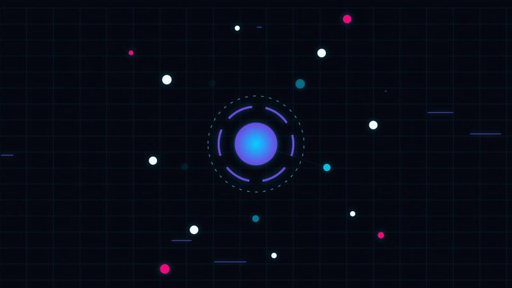 Abstract Digital Network Animation with Glowing Nodes and Data Lines