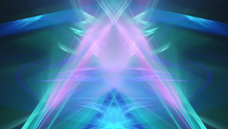 Seamless-looping-spiritual-mirrored-kaleidoscope,-deep-sense-relaxing-geometric-movement-in-soft-pastel-hues-of-blue-and-pink-patterns