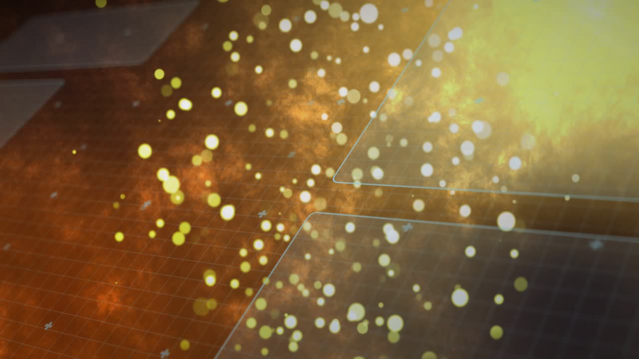 Right flare rising, particles, HUD drifting, pulsing, revealing dial and map panels for broadcast