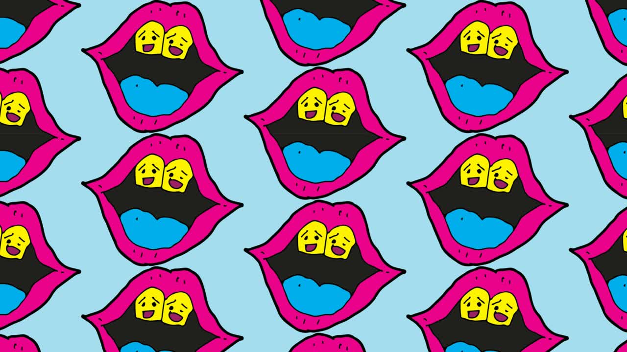 kids drawing pop art seamless background with theme of lips