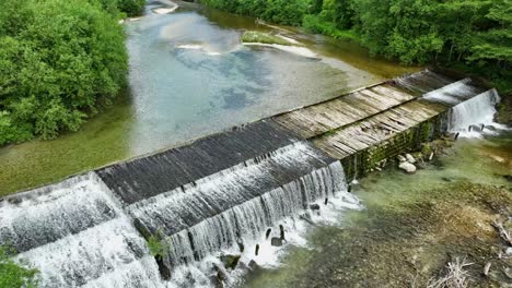 Logar-Valley-Savinja-River-Aerial-Drone-View,-Waterfall-and-Green-Natural-Park,-Slovenian-Pristine-Travel-Destination