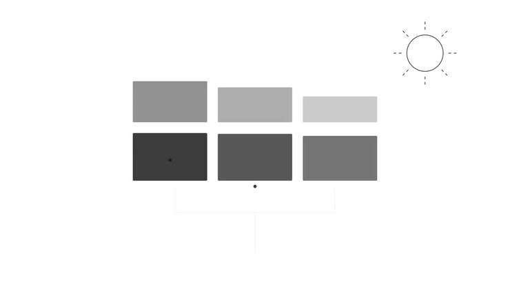 Animated Grid of Darkening Rectangles with Sun Icon