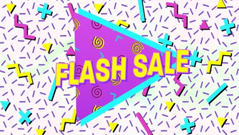 Flash-Sale-Text-Auf-Lila-Banner-Vor-Abstrakten-Bunten-Formen-Auf-Weißem-Hintergrund