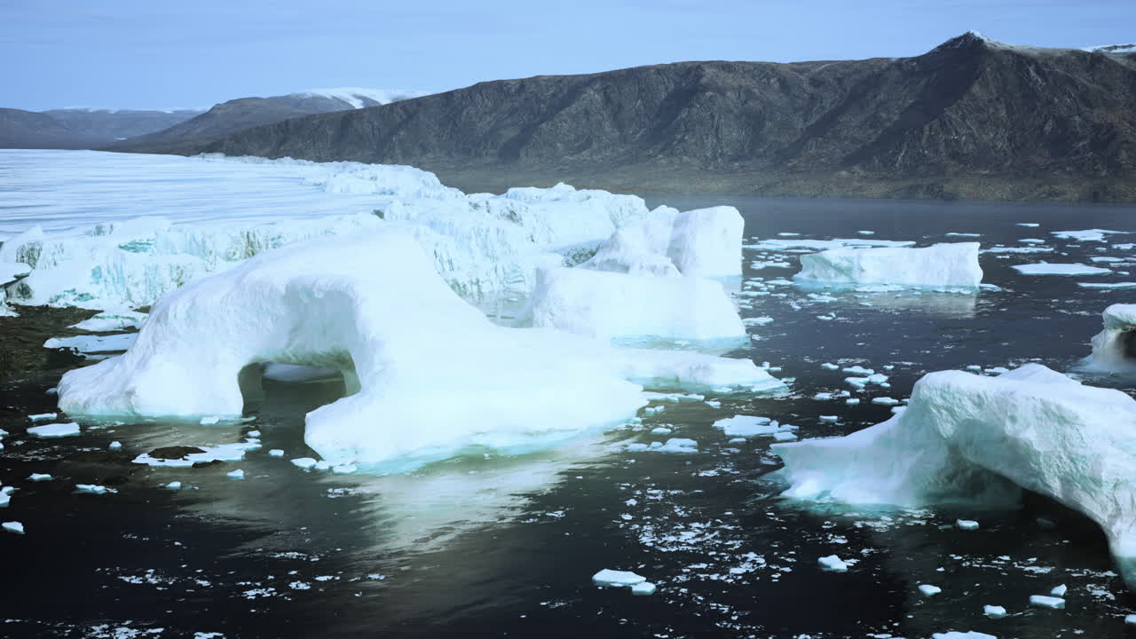 북극 의 빙산 들 의 공중 사진