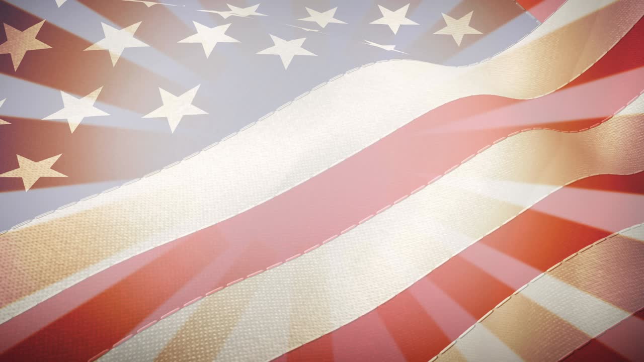 animación de la bandera estadounidense con rayas y estrellas