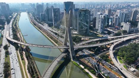 cable stayed bridge at downtown in sao paulo brazil