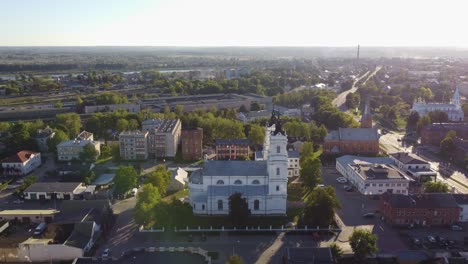 daugavpils cityscape and church in latvia, aerial view