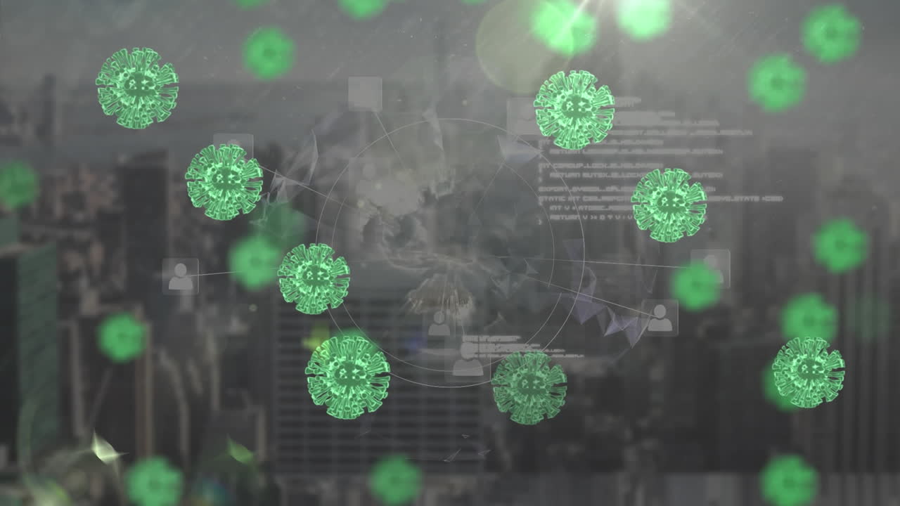 데이터 처리를 통해 코로나 19 세포의 애니메이션