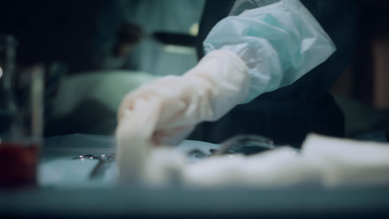 неизвестная медсестра дает медицинские инструменты.