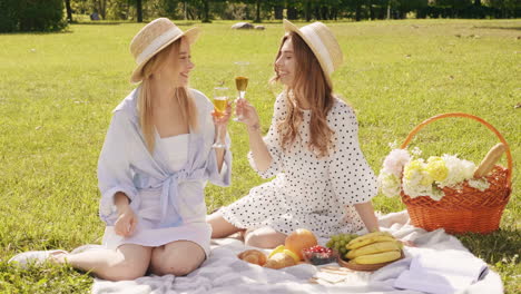 zwei freunde genießen ein picknick im park