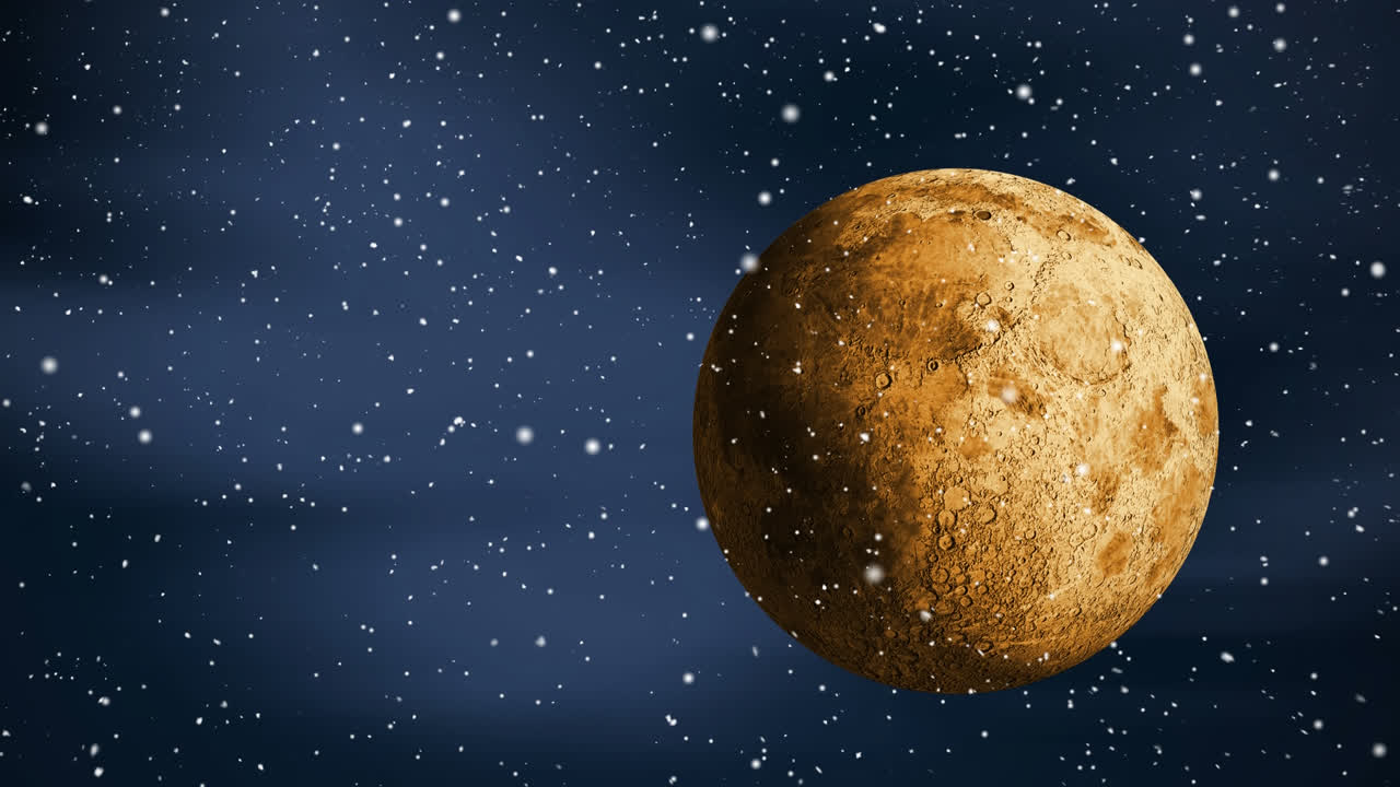 luna llena y nieve cayendo