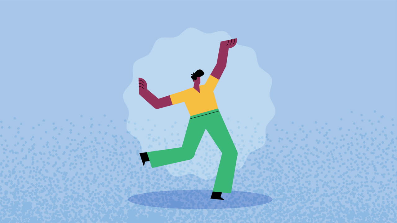 joven afro celebrando la animación del personaje