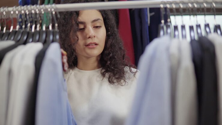 Woman Shopping for Clothes in a Store