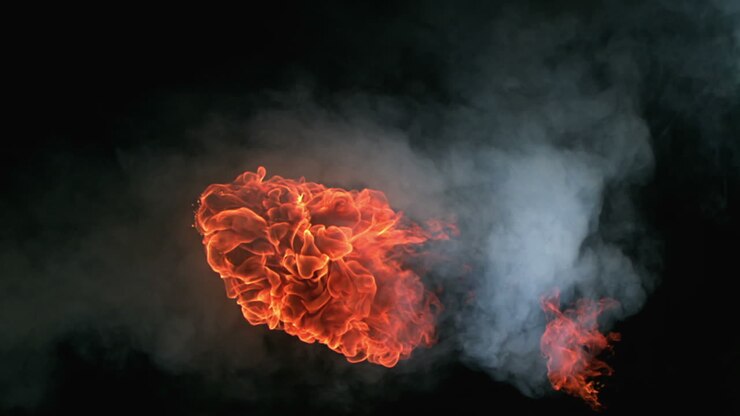 Fire ball going in the air
