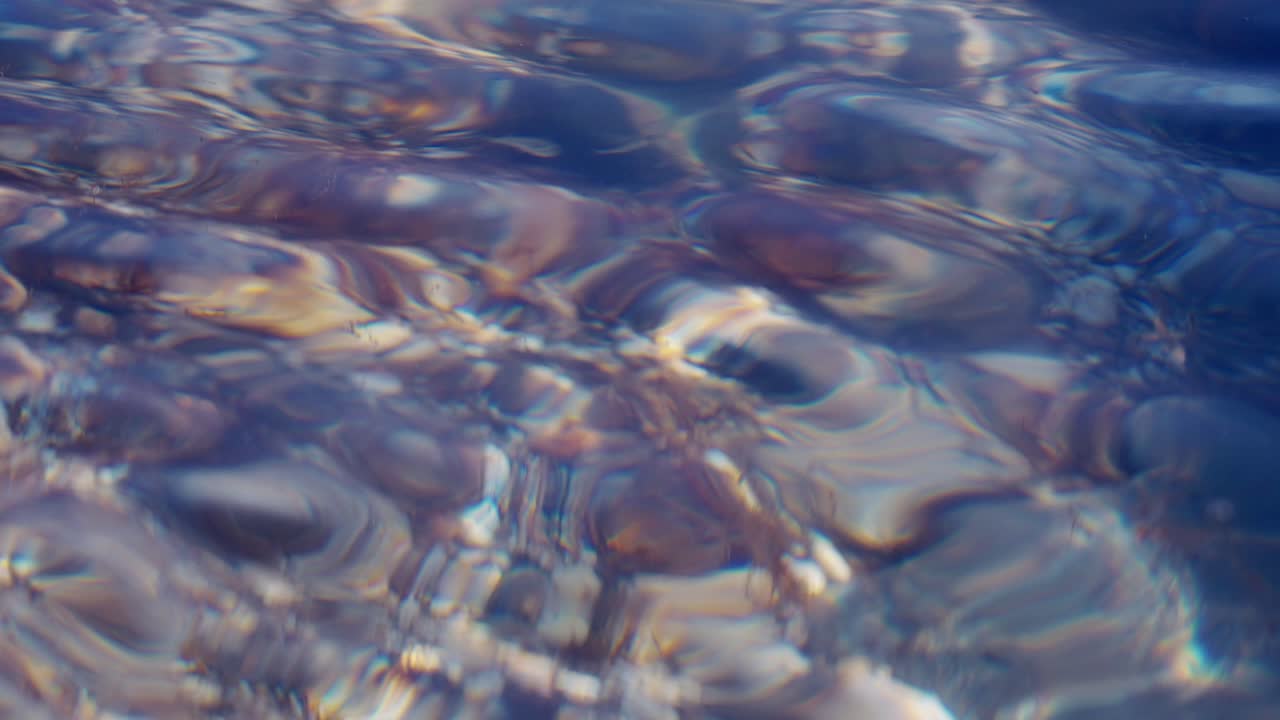 Water flowing and reflection in slow motion