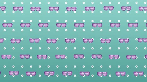 animation of glasses over mint dotted background